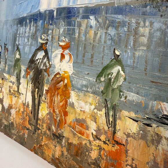 Original Oil Painting Signed Burnett Eiffel Tower Paris France MCM Wall Decor - Picture 6 of 11